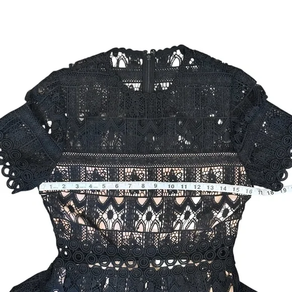Alexis Lula Guipure Lace Eyelet Short Sleeve Mini Dress Black Women’s Medium - Picture 9 of 11